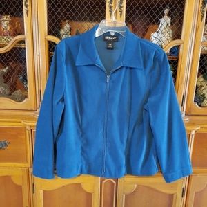 Briggs New York Teal Blue Faux Suede Blazer Jacket Women Petite Medium